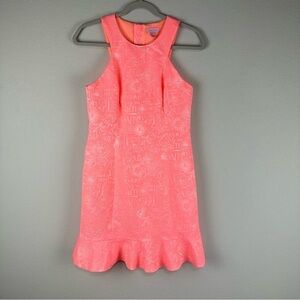Lilly Pulitzer Pink Peach Word on the Street Liana Jacquard Sheath Dress Size 2